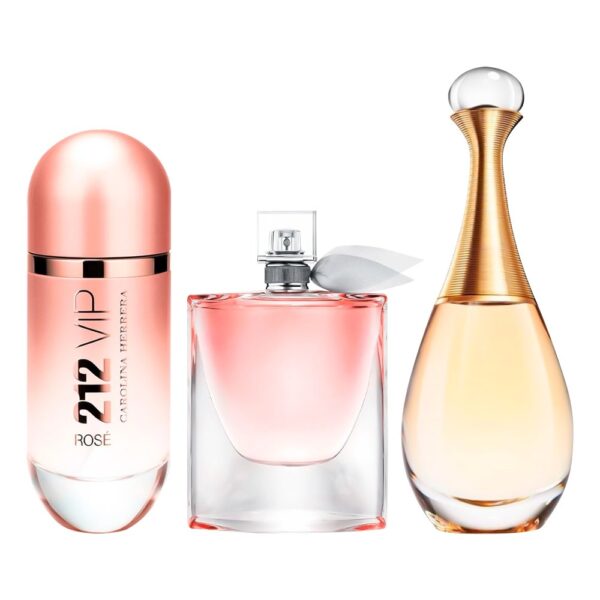 Combo de 3 parfums pour femmes - 212 VIP Rosé, La Vie est Belle en J'adore