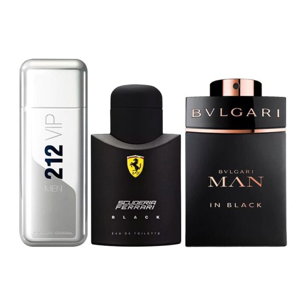 Combo de 3 parfums - 212 VIP, Ferrari Black en Bvlgari In Black